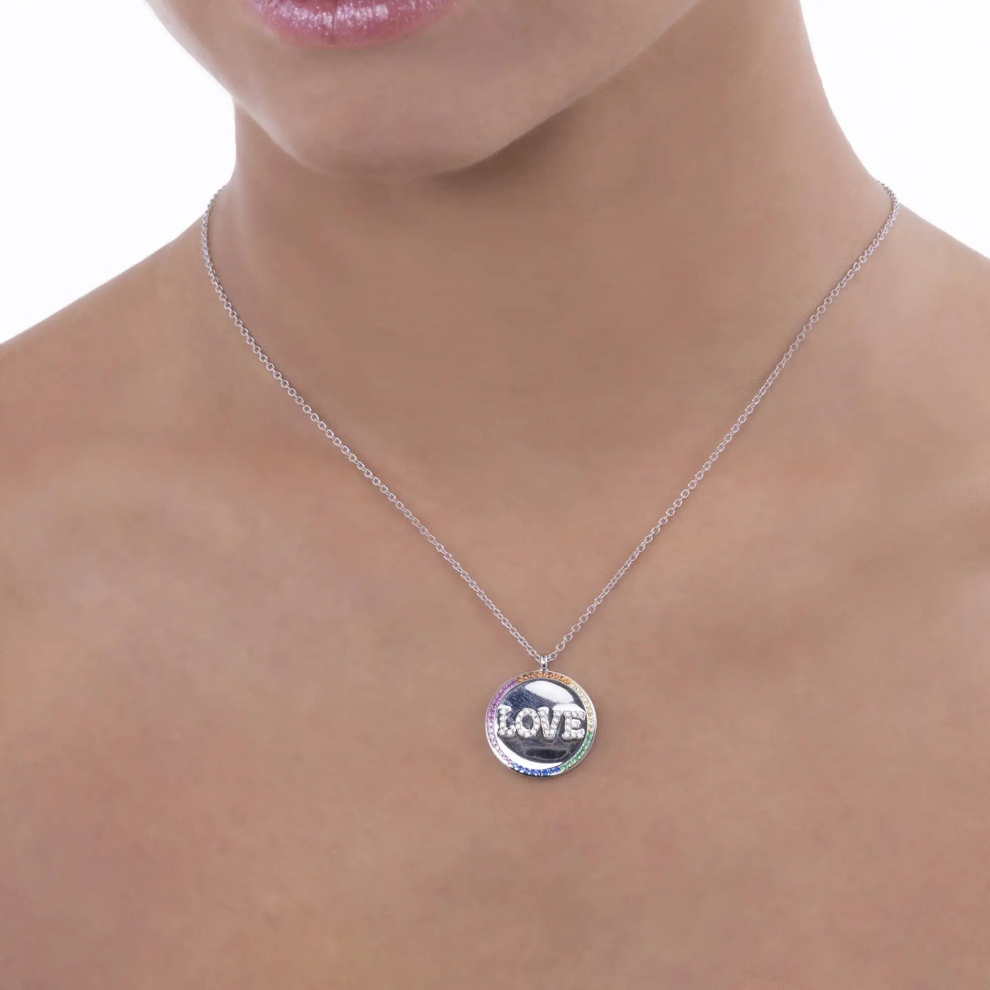 Love Disc Necklace in Multi-Color