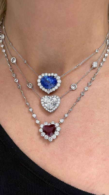 Ruby Heart Halo Diamonds By The Yard Necklace