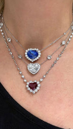 Ruby Heart Halo Diamonds By The Yard Necklace
