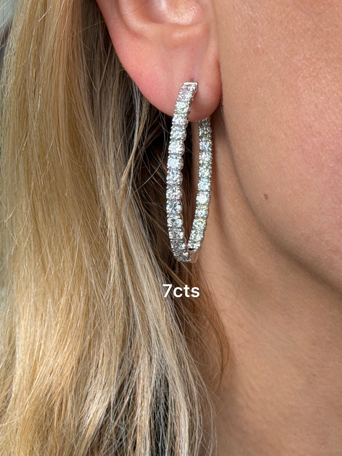 Lab Grown Round Diamond Oval Shape Hoop Earrings - 1.50"
