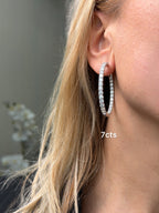 Lab Grown Round Diamond Hoop Earrings - 1.50"