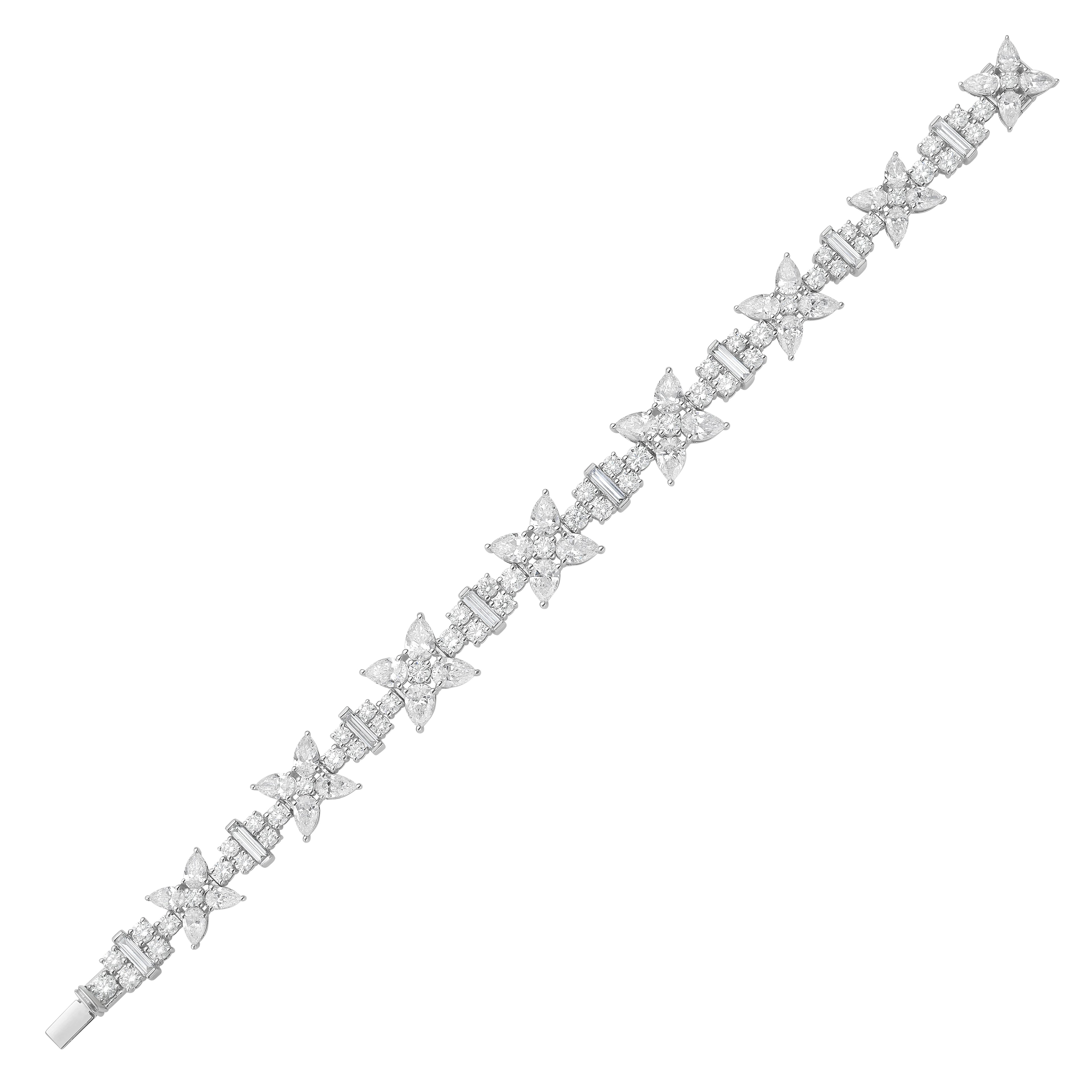Lab Grown Multi-Cut Diamond Cluster Bracelet