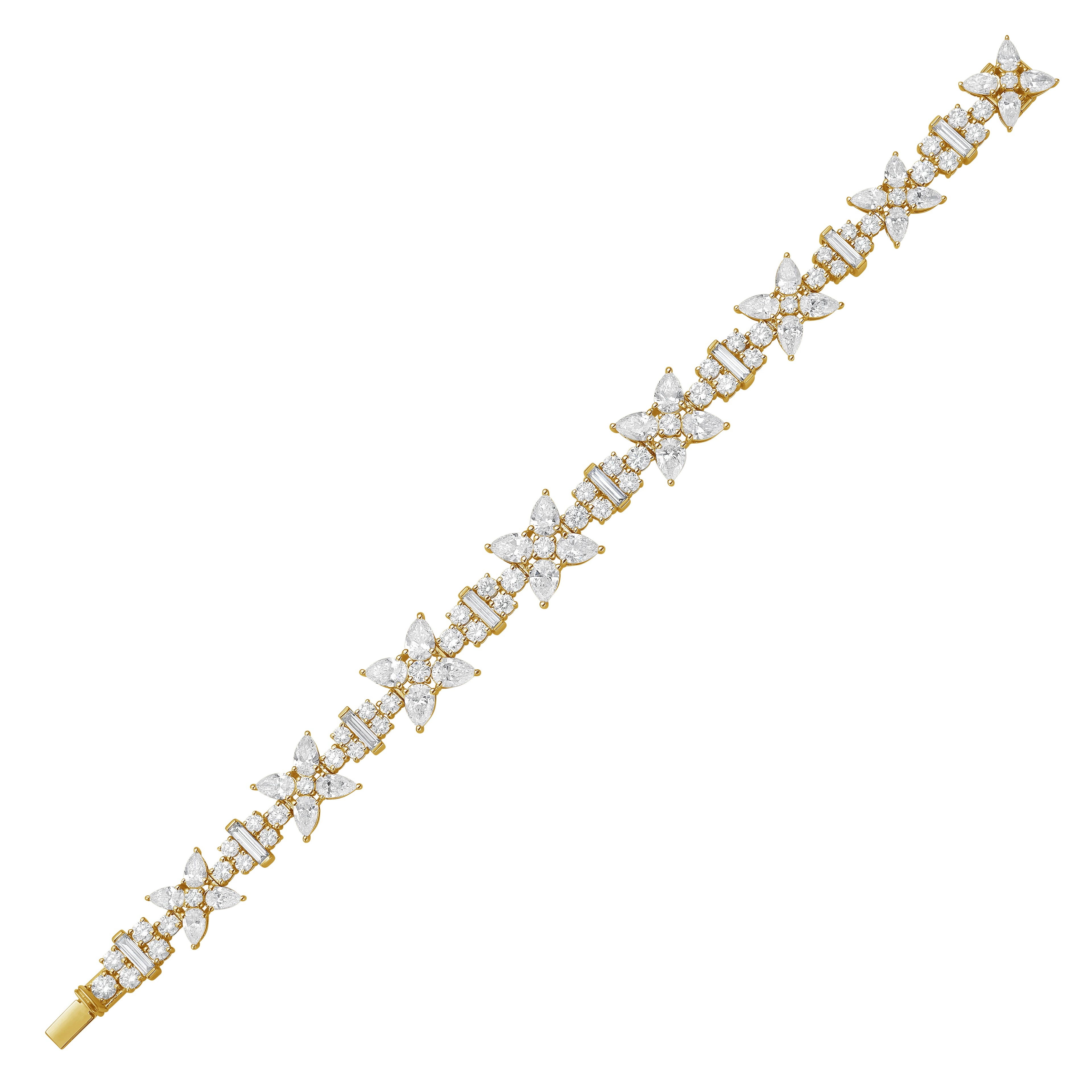 Lab Grown Multi-Cut Diamond Cluster Bracelet