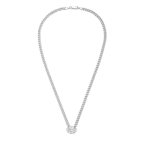 Lab Grown Oval Pendant With Cuban Link Chain