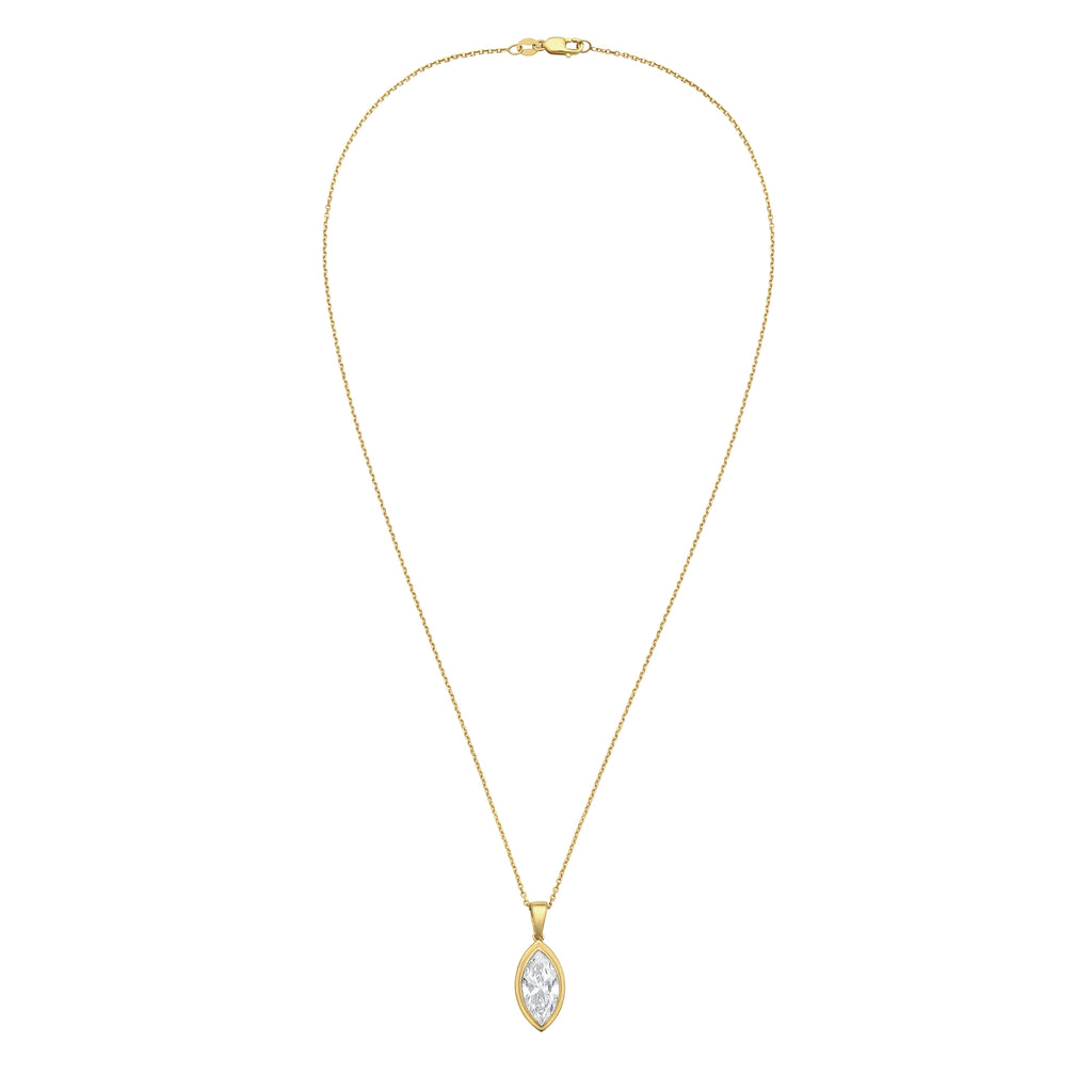Lab Grown Marquise Diamond Bezel Pendant With Bail