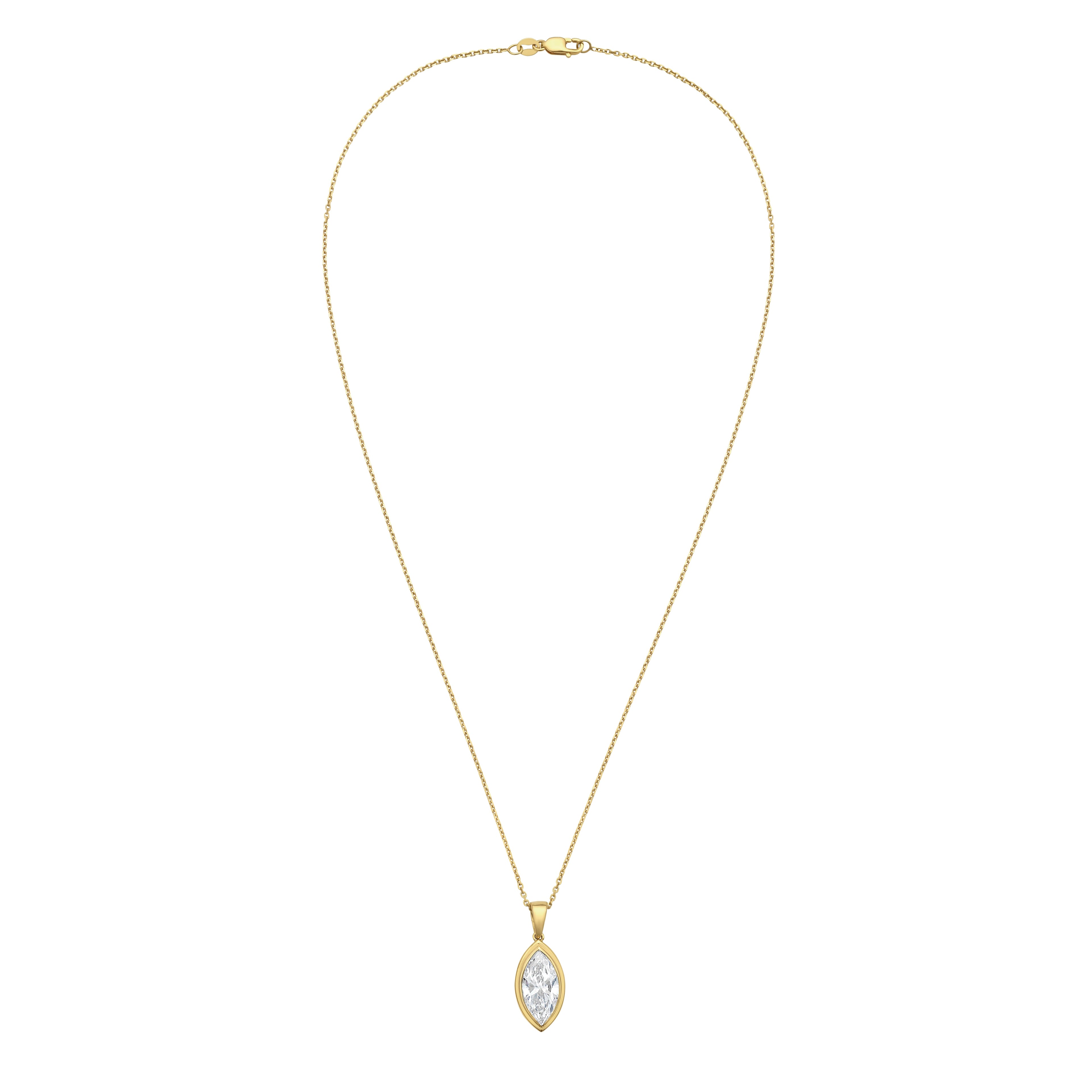 Lab Grown Marquise Diamond Bezel Pendant With Bail