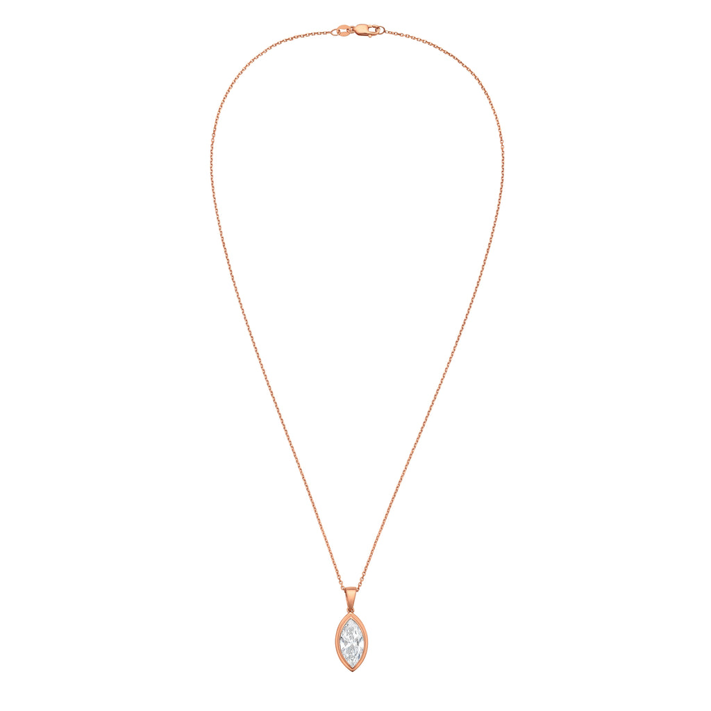 Lab Grown Marquise Diamond Bezel Pendant With Bail