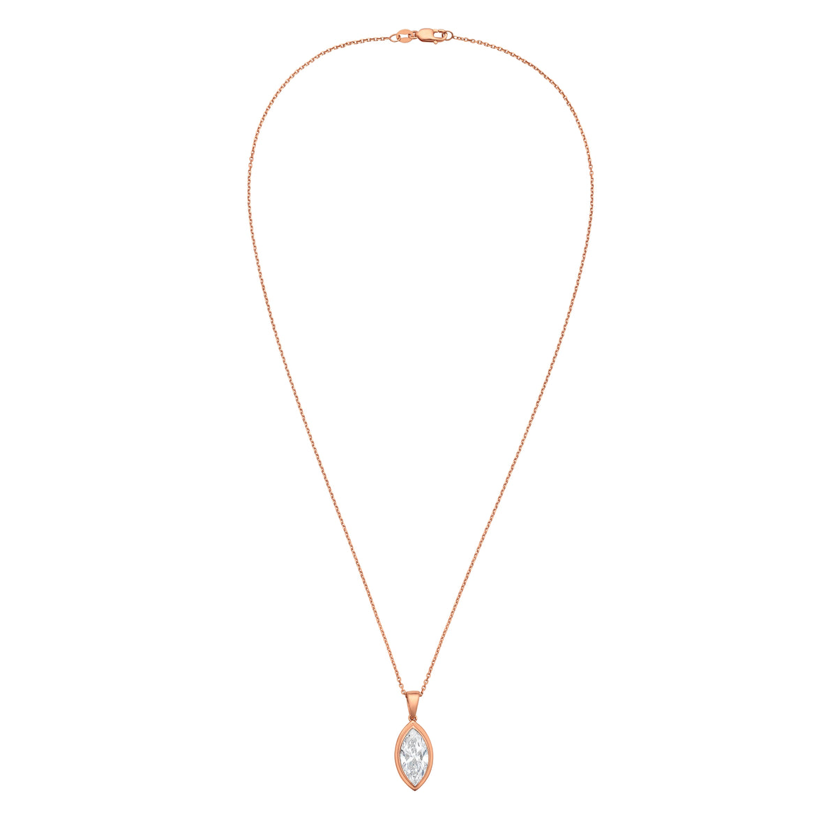 Lab Grown Marquise Diamond Bezel Pendant With Bail