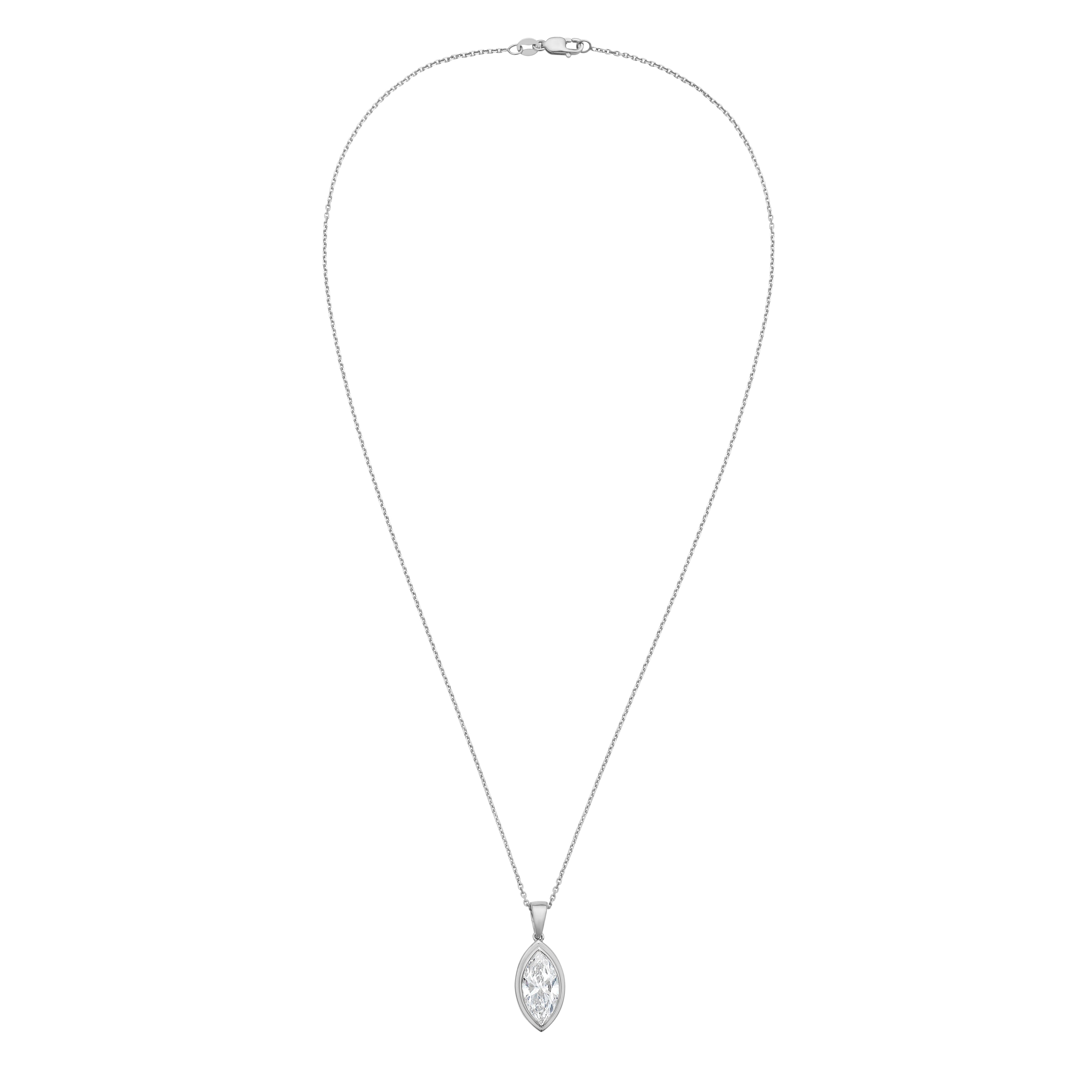 Lab Grown Marquise Diamond Bezel Pendant With Bail