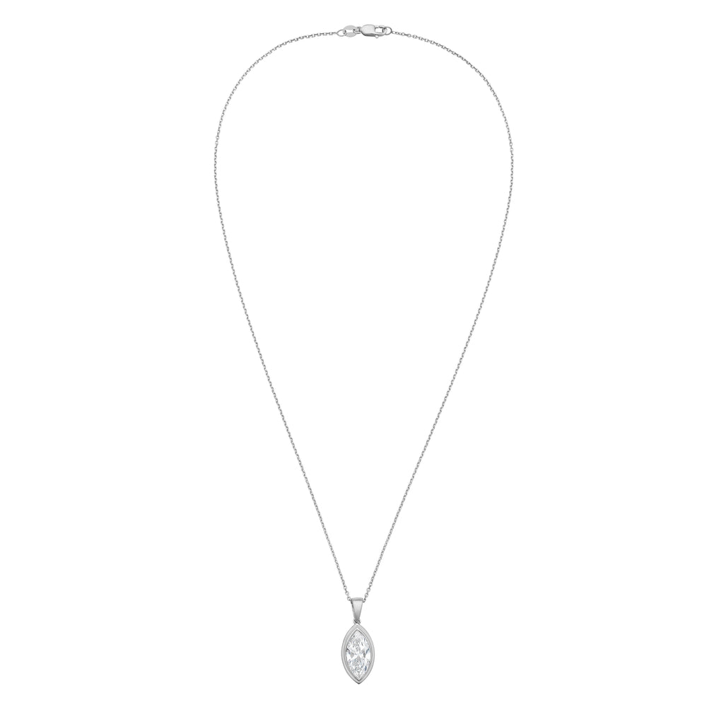 Lab Grown Marquise Diamond Bezel Pendant With Bail