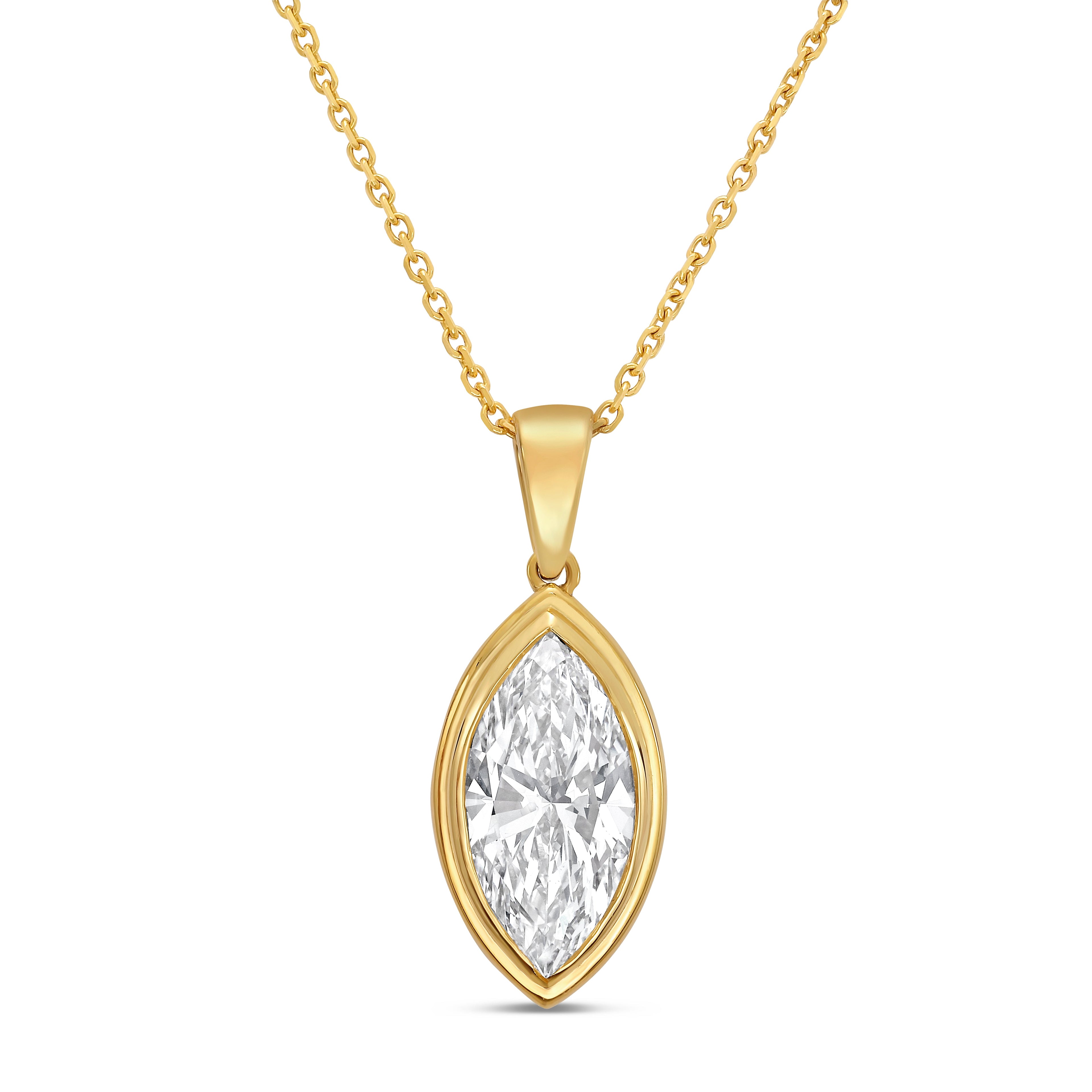 Lab Grown Marquise Diamond Bezel Pendant With Bail