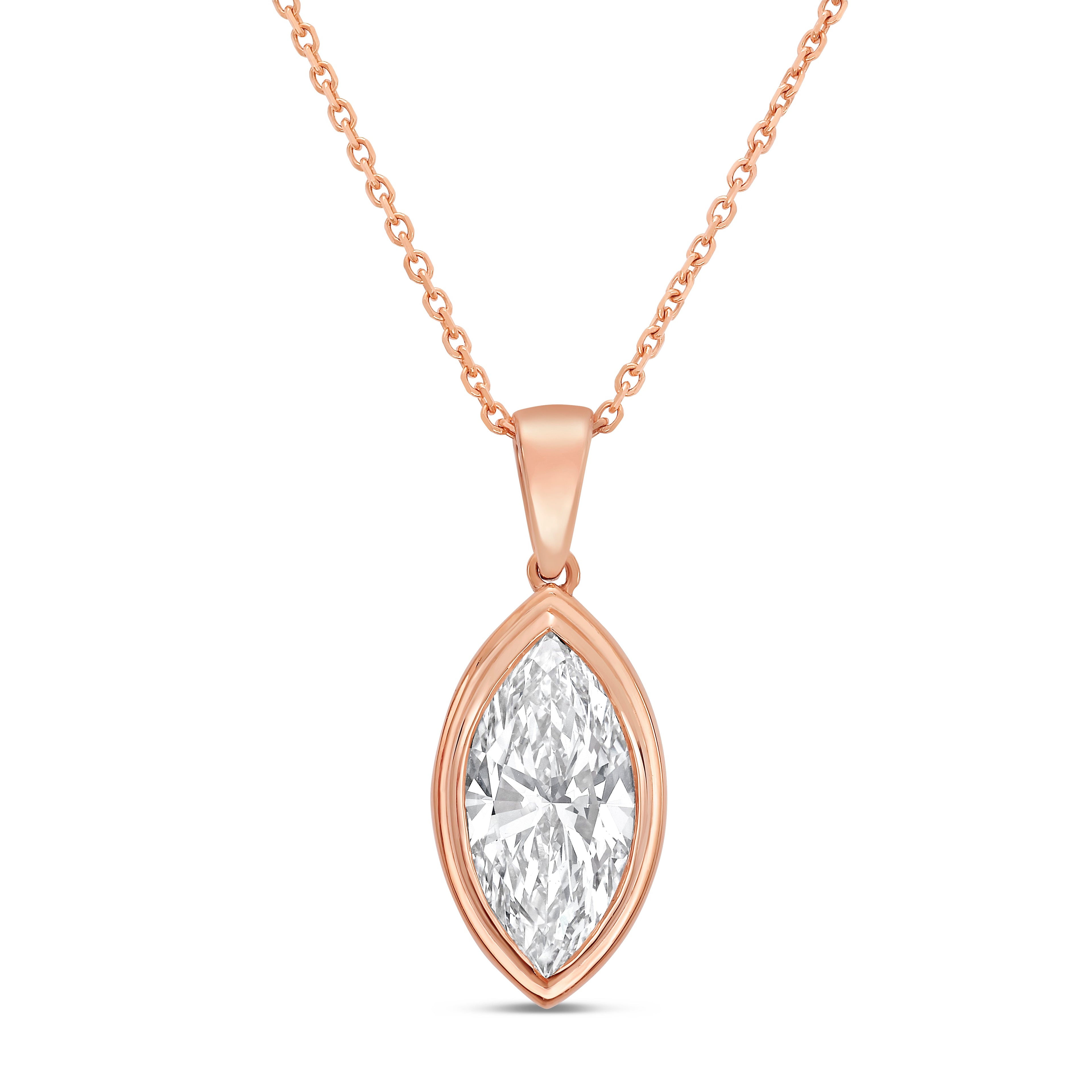 Lab Grown Marquise Diamond Bezel Pendant With Bail