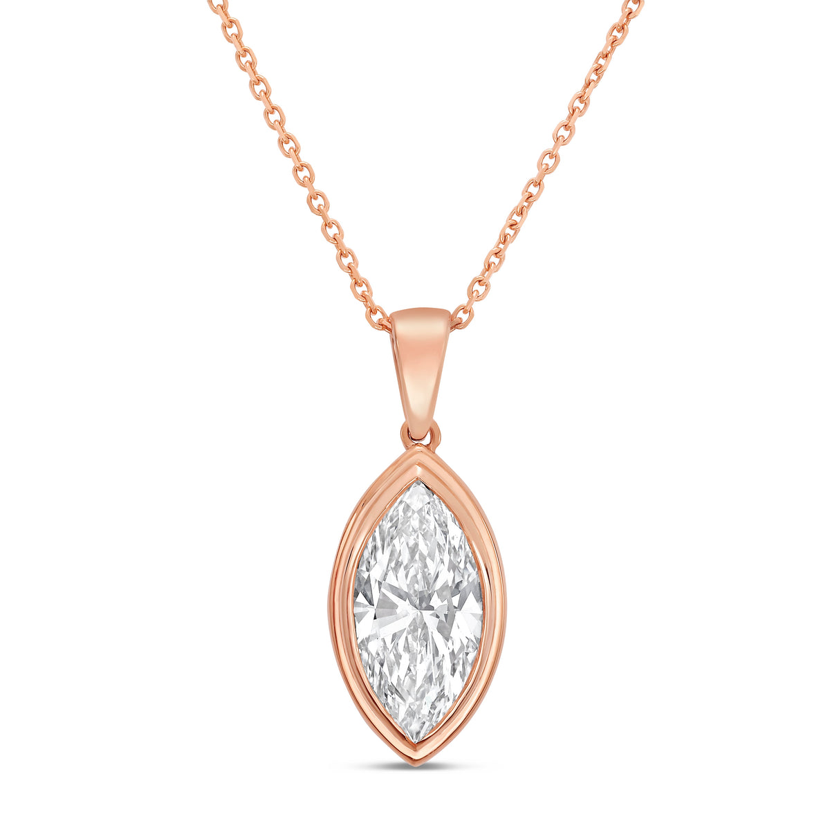 Lab Grown Marquise Diamond Bezel Pendant With Bail