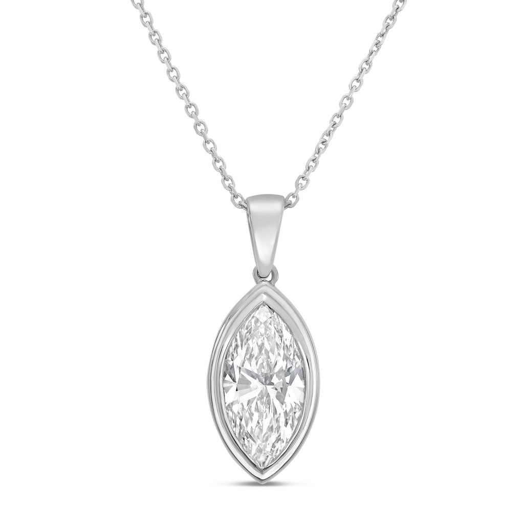 Lab Grown Marquise Diamond Bezel Pendant With Bail
