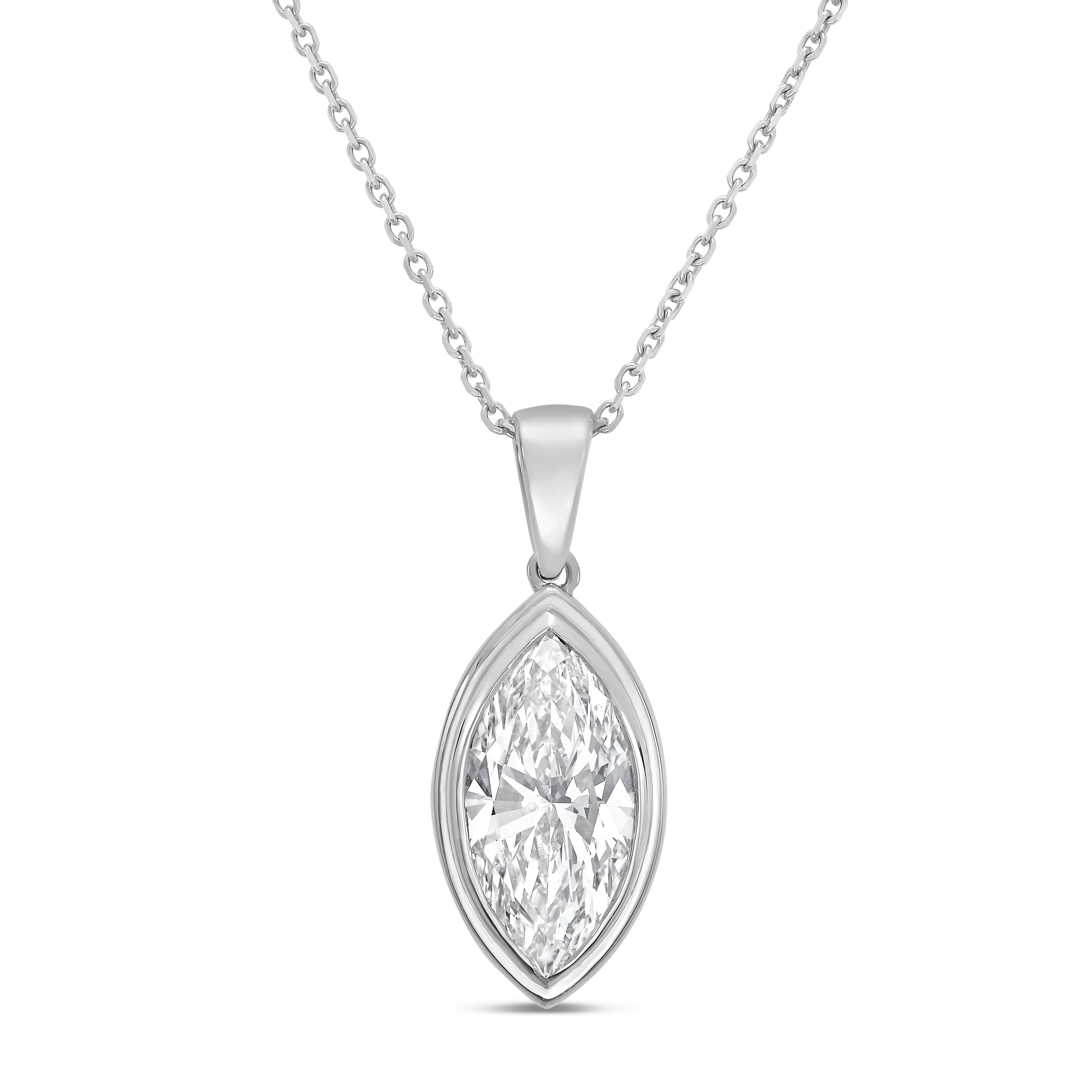 Lab Grown Marquise Diamond Bezel Pendant With Bail
