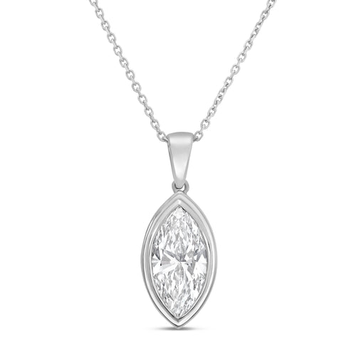 Lab Grown Marquise Diamond Bezel Pendant With Bail