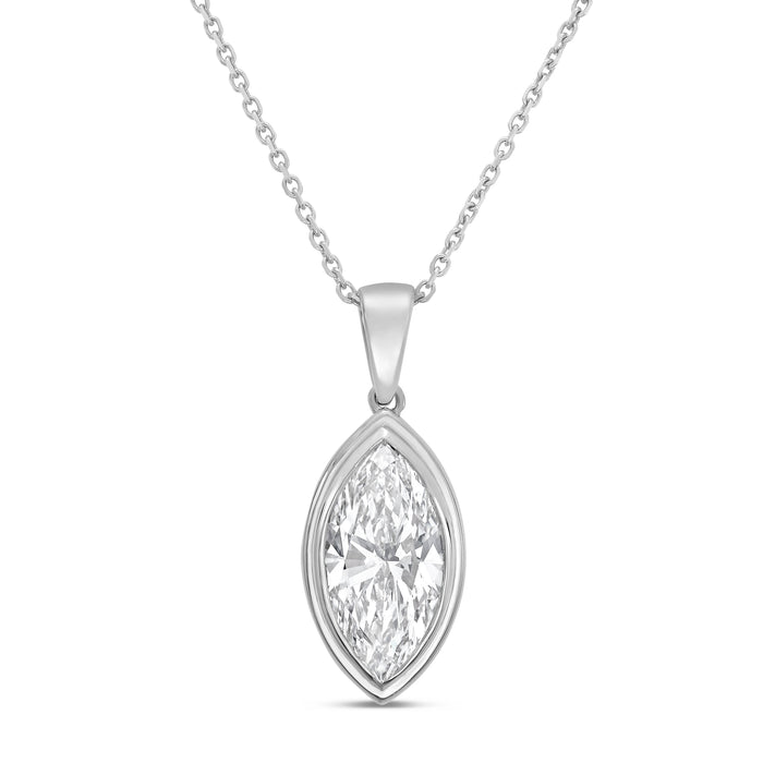 Lab Grown Marquise Diamond Bezel Pendant With Bail