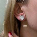 Lab-Grown Pear Diamond Flower Cluster Earrings, 14K Gold