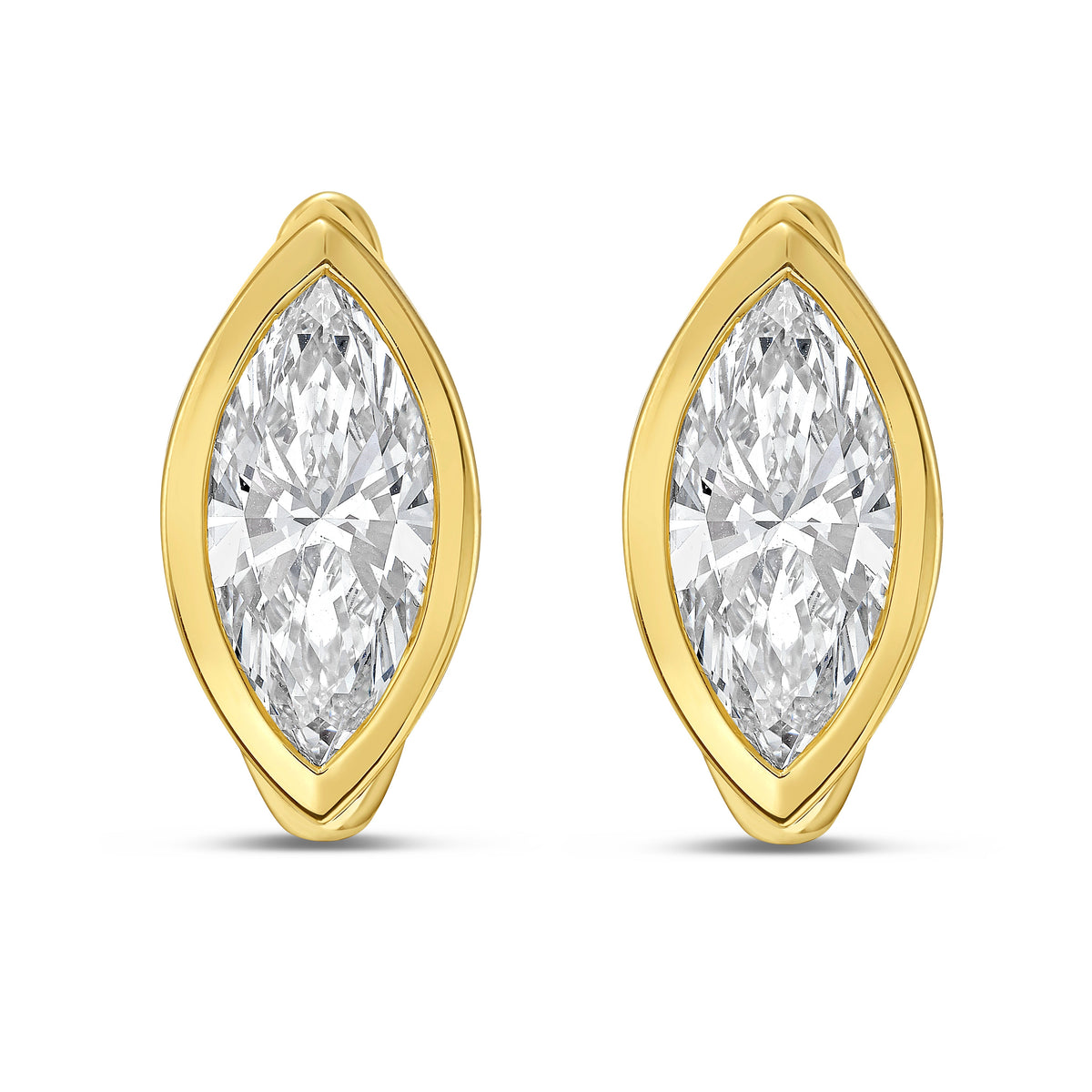 Lab Grown Marquise Diamond Bezel Earrings
