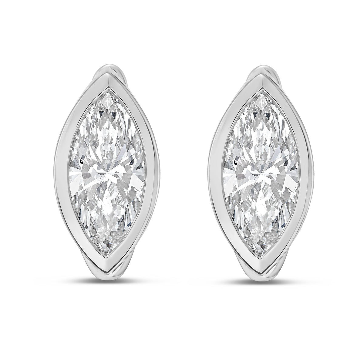 Lab Grown Marquise Diamond Bezel Earrings