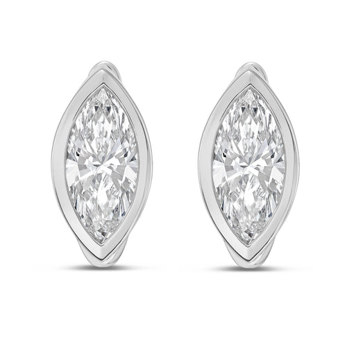 Lab Grown Marquise Diamond Bezel Earrings