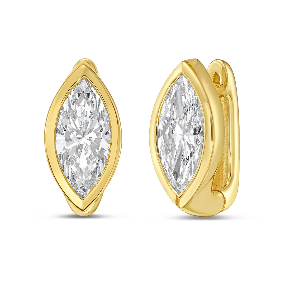 Lab Grown Marquise Diamond Bezel Earrings