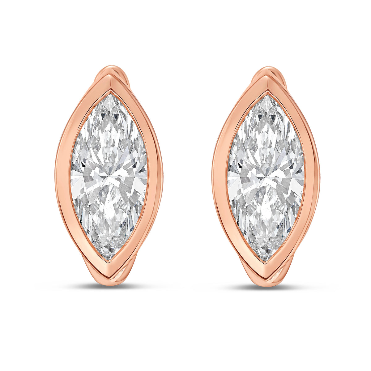 Lab Grown Marquise Diamond Bezel Earrings