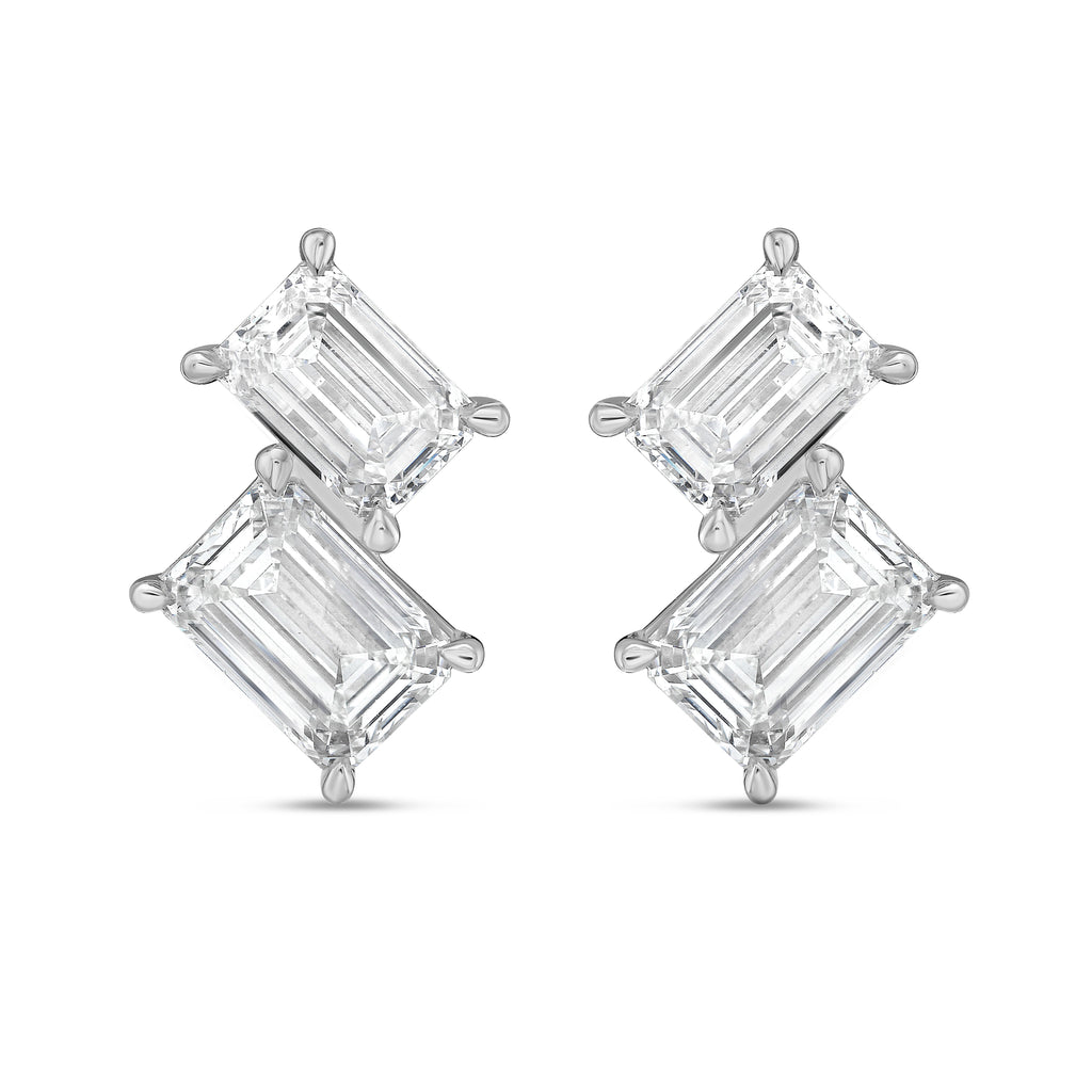 Lab Grown Emerald Diamond Earrings
