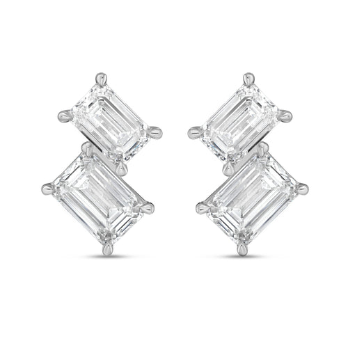 Lab Grown Emerald Diamond Earrings