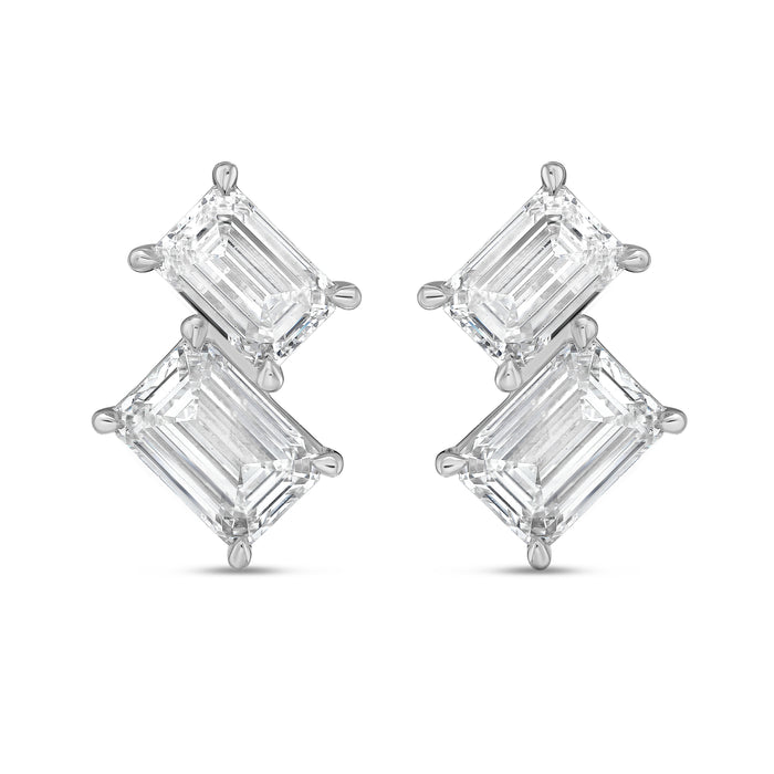 Lab Grown Emerald Diamond Earrings