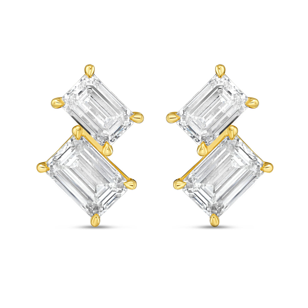 Lab Grown Emerald Diamond Earrings