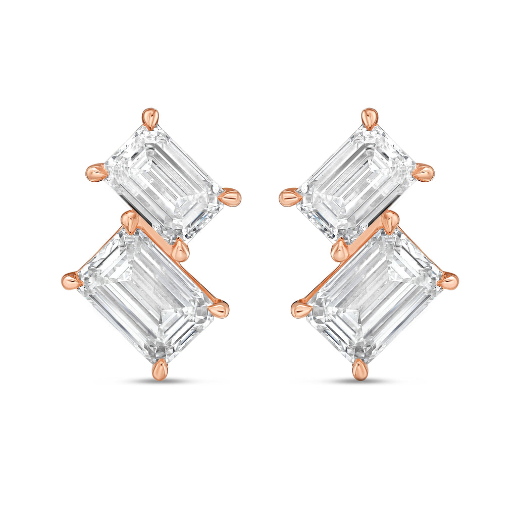 Lab Grown Emerald Diamond Earrings
