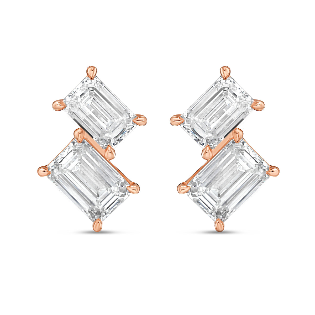 Lab Grown Emerald Diamond Earrings