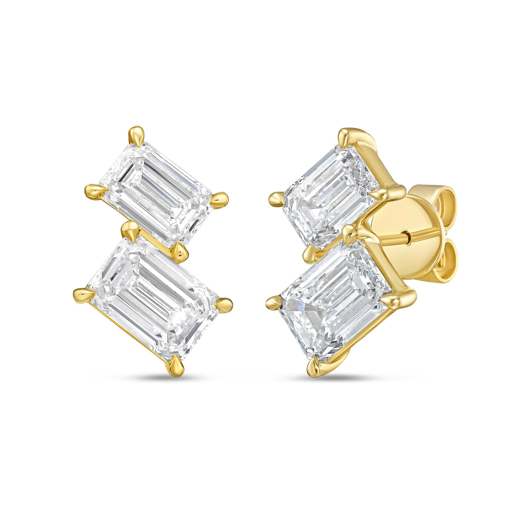 Lab Grown Emerald Diamond Earrings