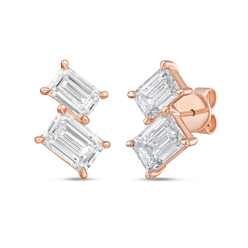Lab Grown Emerald Diamond Earrings