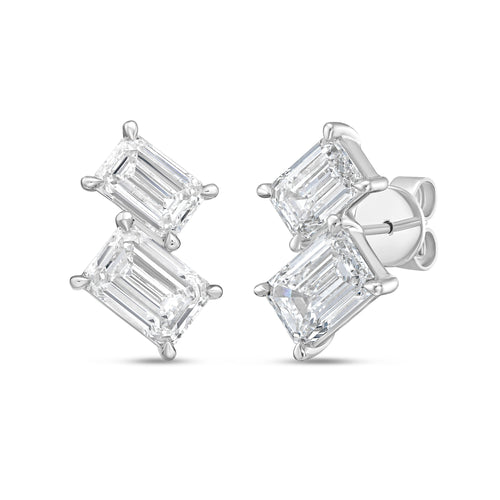 Lab Grown Emerald Diamond Earrings