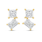 Lab Grown Princess And Emerald Diamond Earrings