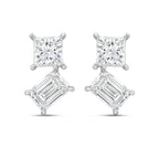 Lab Grown Princess And Emerald Diamond Earrings