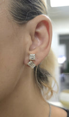 Lab Grown Princess And Emerald Diamond Earrings