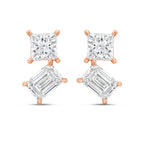 Lab Grown Princess And Emerald Diamond Earrings