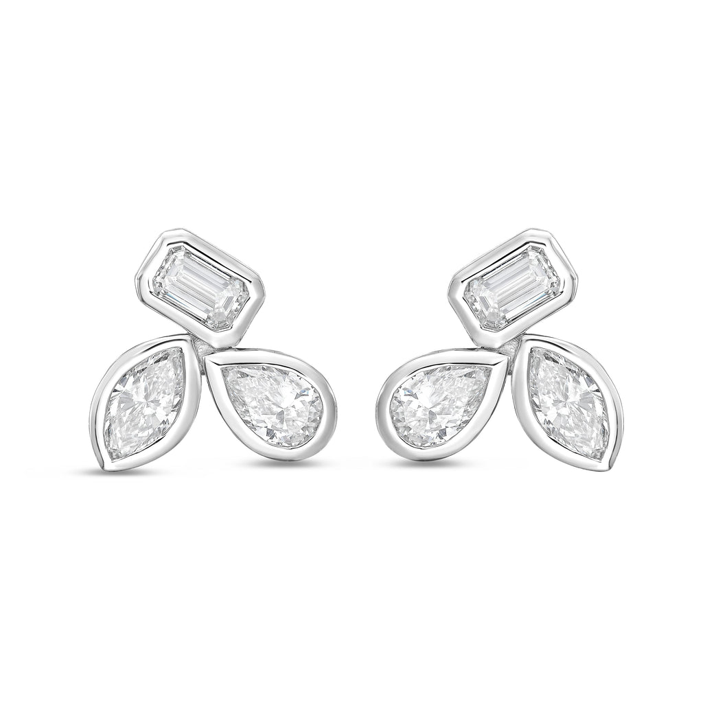 Lab Grown Multi-Cut Diamond Bezel Earrings