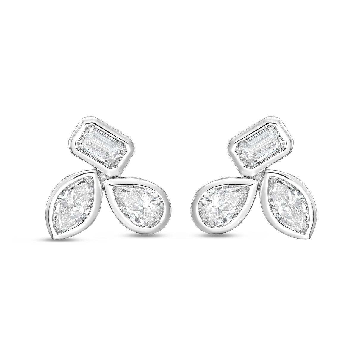 Lab Grown Multi-Cut Diamond Bezel Earrings
