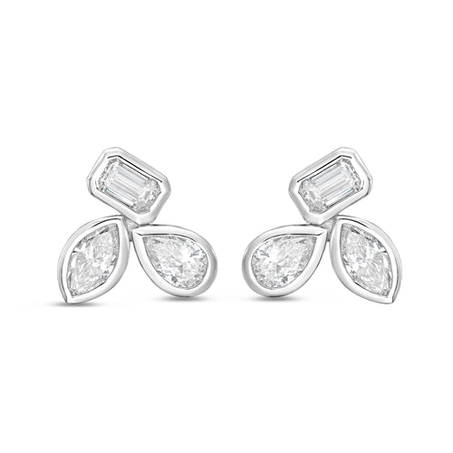 Lab Grown Multi-Cut Diamond Bezel Earrings