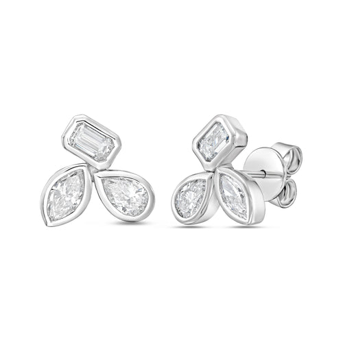 Lab Grown Multi-Cut Diamond Bezel Earrings