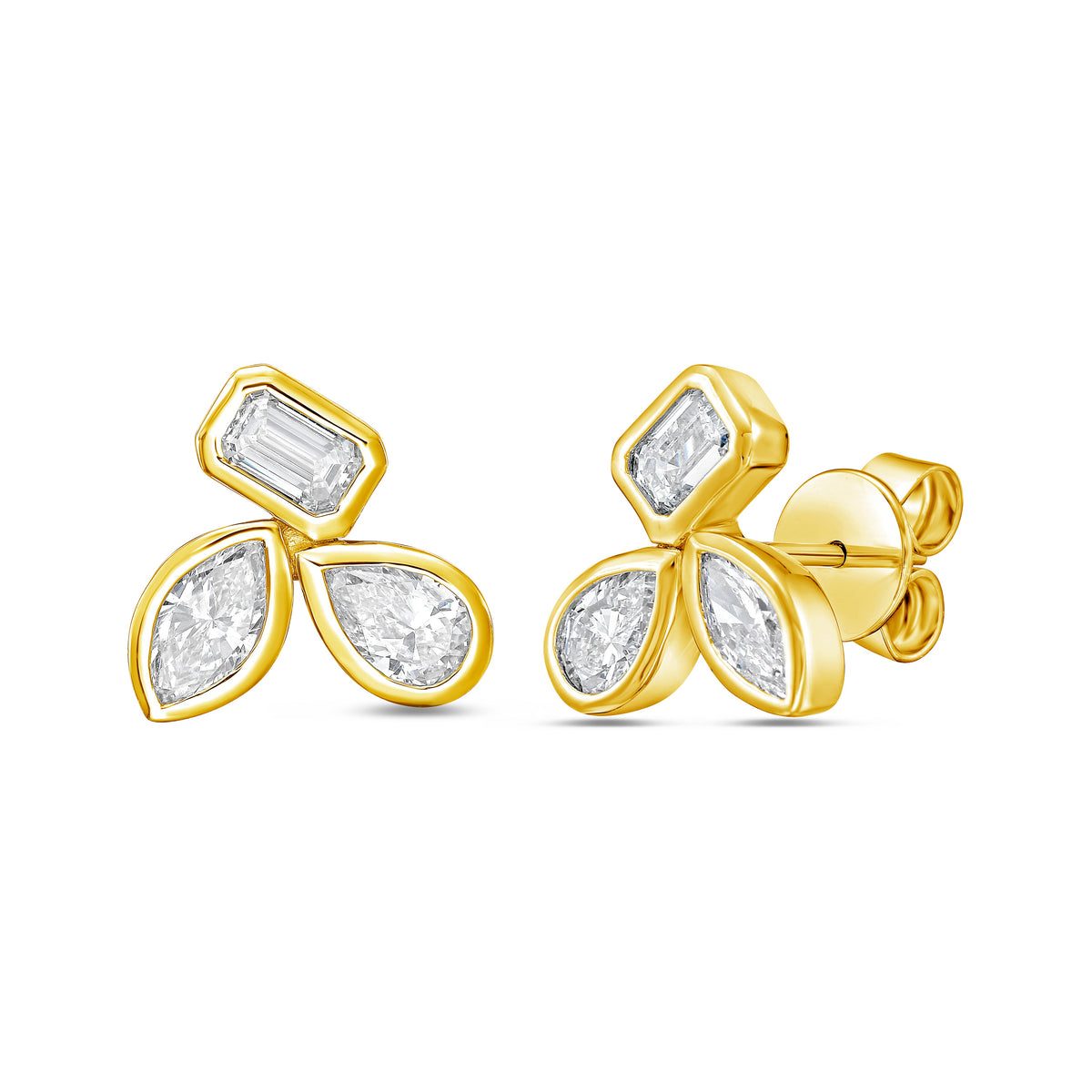 Lab Grown Multi-Cut Diamond Bezel Earrings