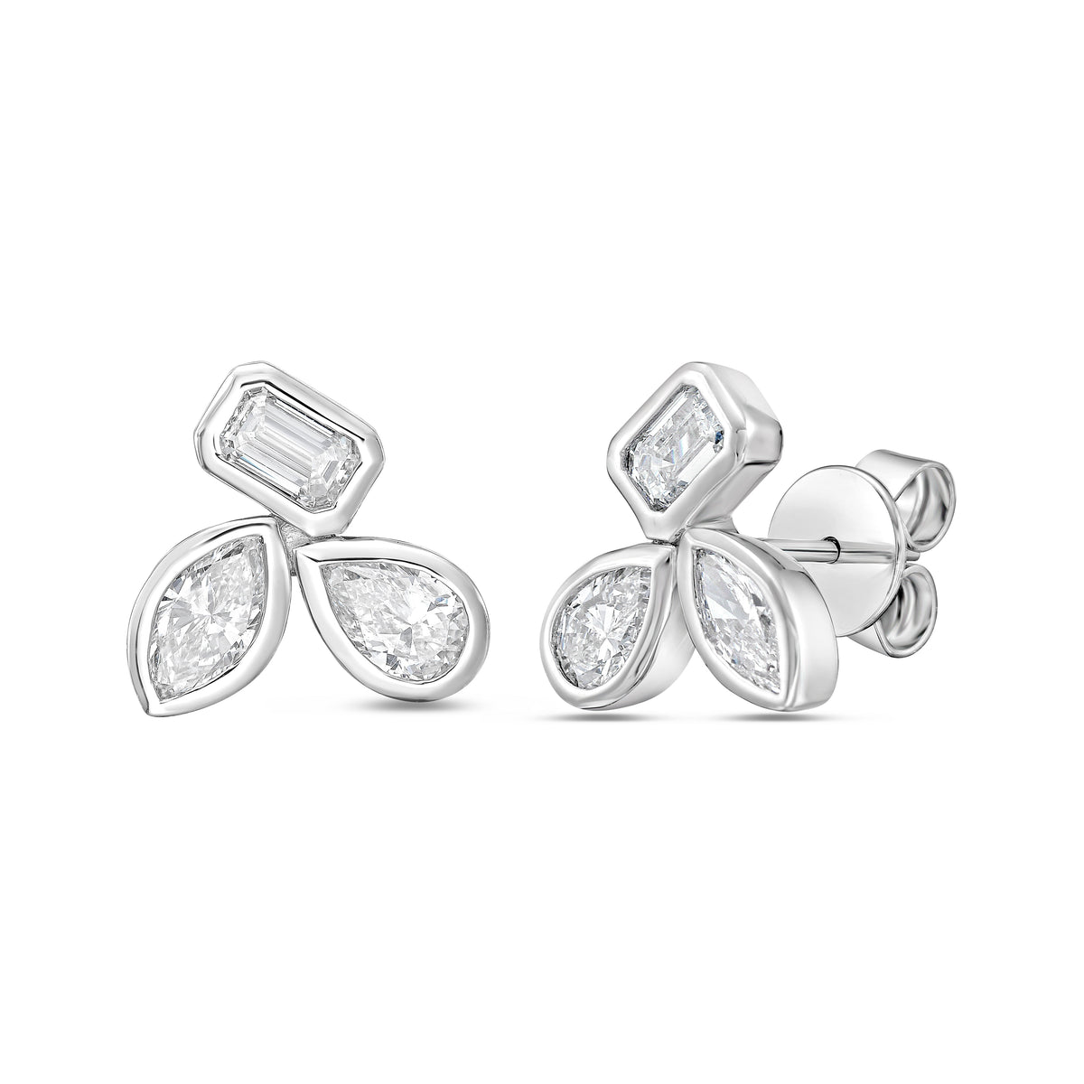 Lab Grown Multi-Cut Diamond Bezel Earrings