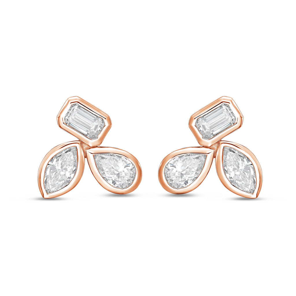 Lab Grown Multi-Cut Diamond Bezel Earrings