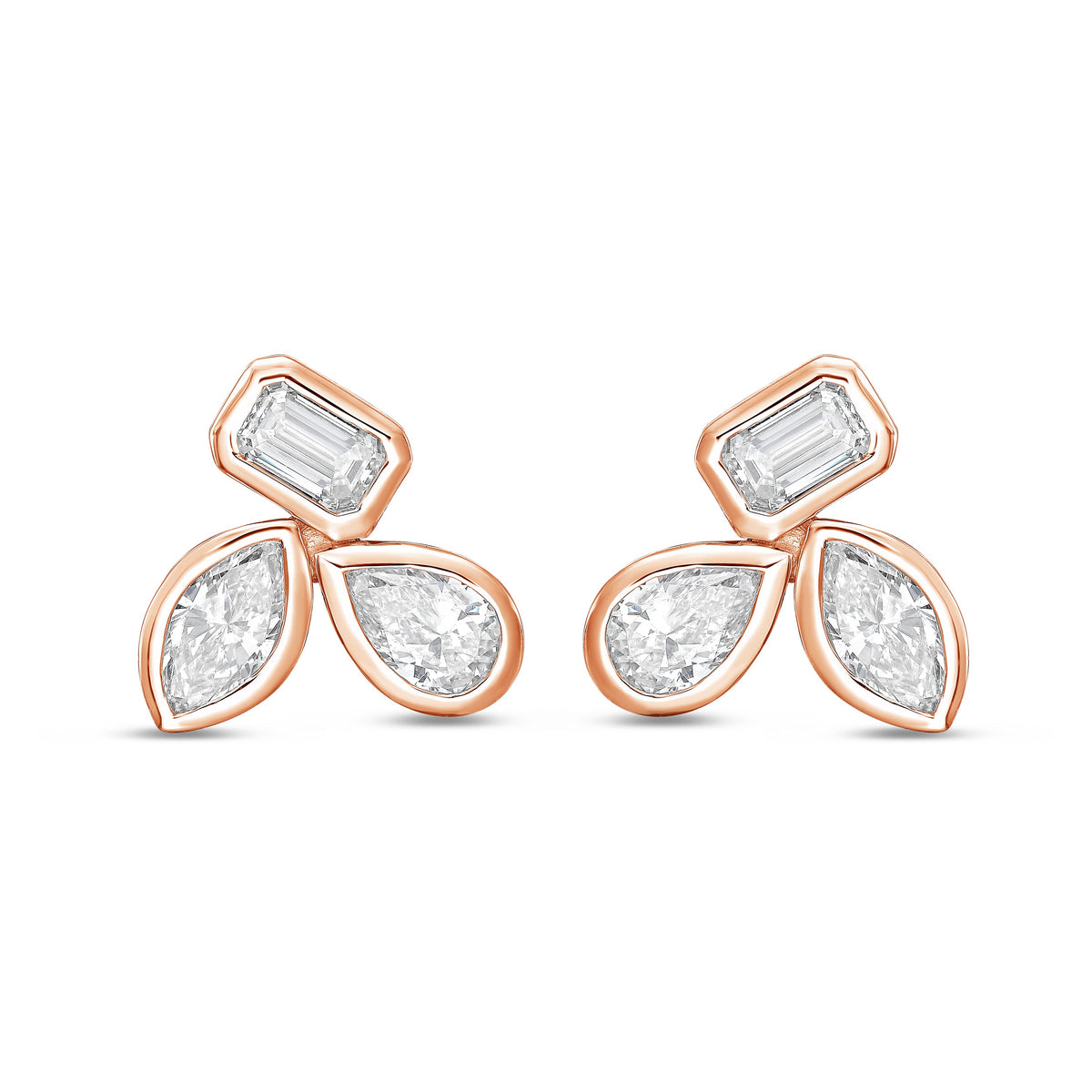 Lab Grown Multi-Cut Diamond Bezel Earrings