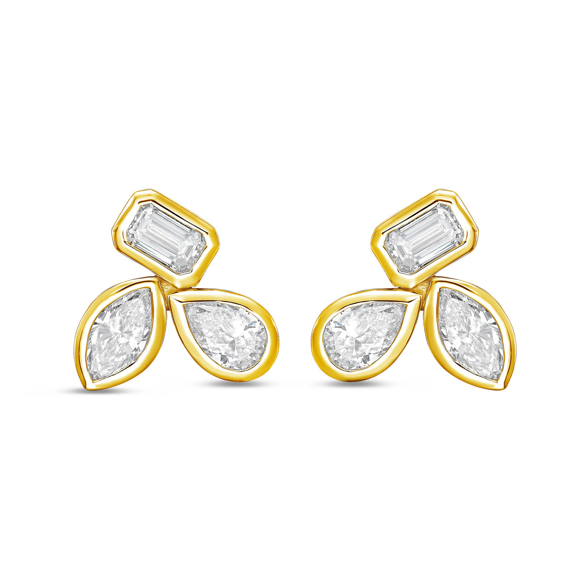 Lab Grown Multi-Cut Diamond Bezel Earrings