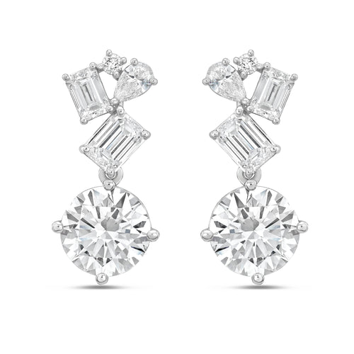Lab Grown Multi-Cut Diamond Drop Earrings